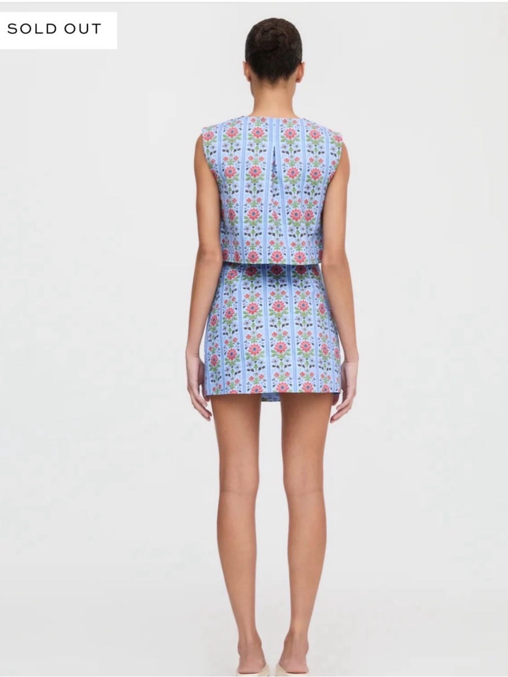 HILL HOUSE Skirt Set in Blue Floral Block Stripe XS - Picture 2 of 7